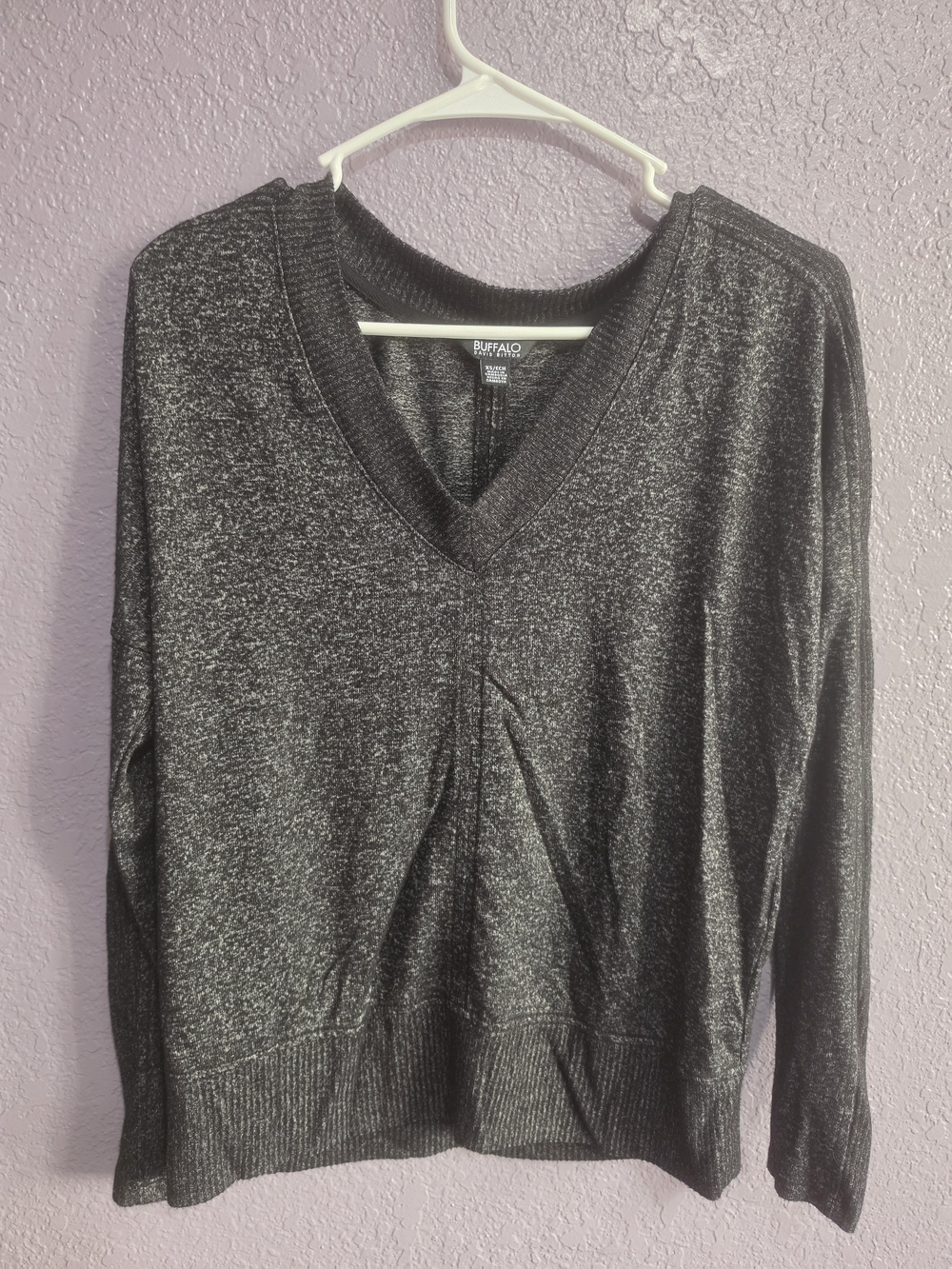 Buffalo by David Bitton Shimmery V-Neck Sweater - Charcoal